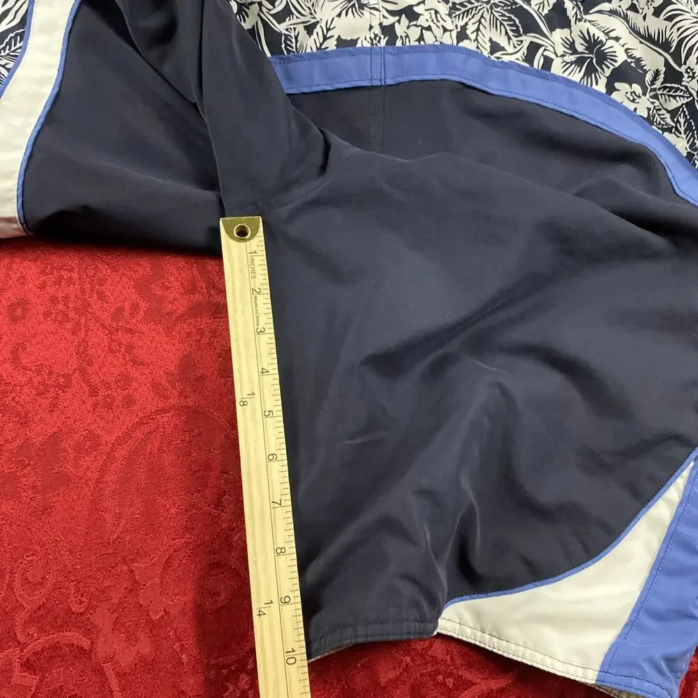 VTG Graphite Swim Trunks Board Shorts Mens 38 Blue Floral Mesh Lining
